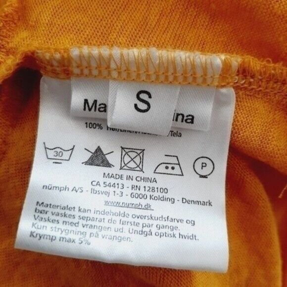 NUMPH 100% Linen Soft Yellow Blouse with Metal Heart Studs Sz S - Picture 11 of 12